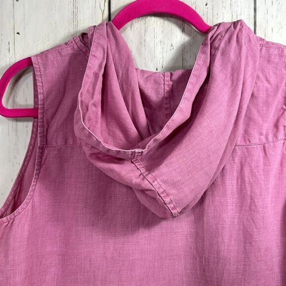 J Jill Linen Sleeveless Hooded Lagenlook Minimalist Beachy Pink  Shift Dress - Picture 11 of 15